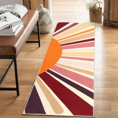 Cute Machine Washable Rugs Sunburst Area Rug Modern Non-Slip Rugs for Bedrooms Colorful Soft Carpet for Kids