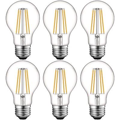Luxrite Vintage A19 LED Light Bulbs 60W Equivalent, 3000K Soft White Dimmable, 800 Lumens, Standard LED Edison Bulb 8W, UL Listed, E26 Base 6 Pack