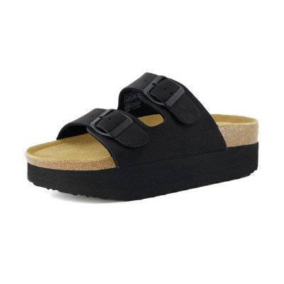 CUSHIONAIRE Women's Plane Platform Footbed Sandal With +Comfort, Wide Widths Available