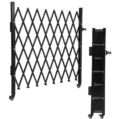 Aluminum Single Folding Security Gate, Flexible Expanding Security Gate, Folding Driveway Door Gate, 360°Rolling Barricade Gate, Black