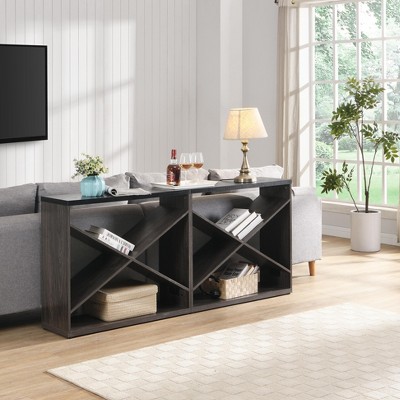 Bella Depot Farmhouse 70.87" Console Table X Shape Detachable ExtraLong Table with Storage for Entryway
