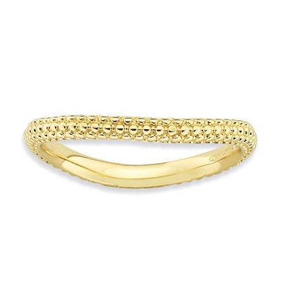 Black Bow Jewelry 2.25mm Stackable 14K Yellow Gold Plated Silver Curved Band