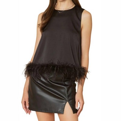 Women's Classic Tank Top With Feather Trim - Strut & Bolt