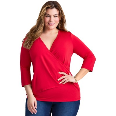 Avenue Side Ruched Faux Wrap Top