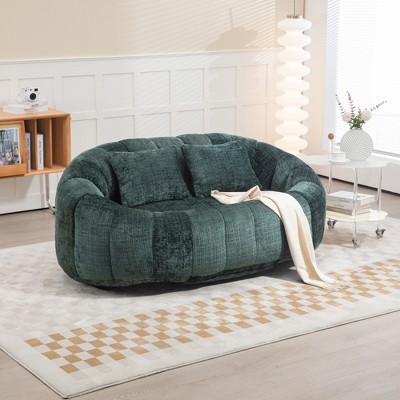 59.06" Chenille High Back Lazy Sofa Bean Bag Chair Lounger with Foam Filling, Durable Soft Cushion, Indoor & Outdoor Accent Floor Chair