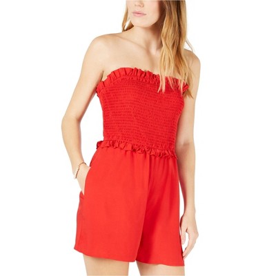 maison Jules Womens Smocked Romper Jumpsuit