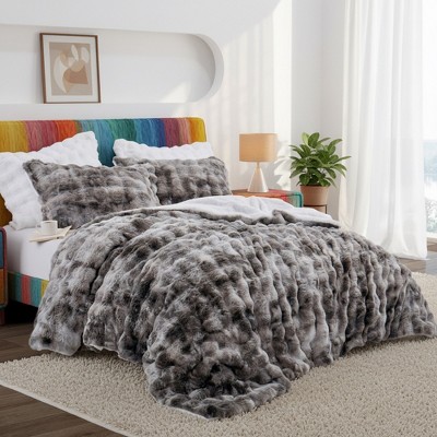 Peace Nest Ultra-Soft Tie-Dye Comforter Set with Plush Faux Fur & Reversible Shearling