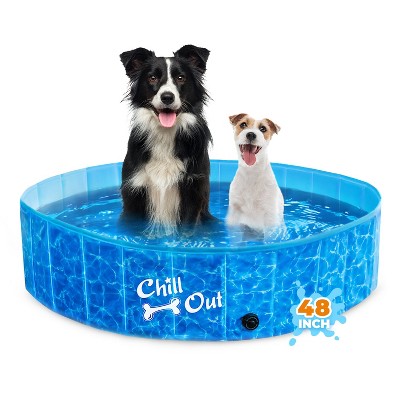 Allforpaws Foldable Dog Pool, Dog Swimming Pool for Outdoor Summer , Blue