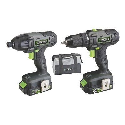 Genesis™ 20-Volt Cordless Li-Ion 2-Speed Drill Driver/Impact Driver Combo Kit, GL20DIDKB2 in Gray
