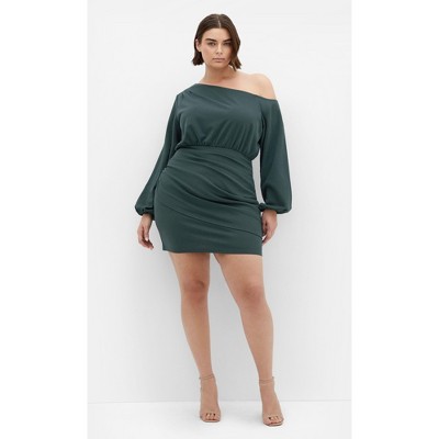 Women's Plus Size Alysia Mini Dress - forest green | CITY CHIC