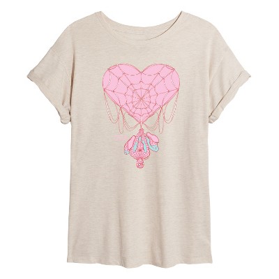 Women's - Marvel - Spider-man Valentine Heart Web Oversized Graphic T-Shirt