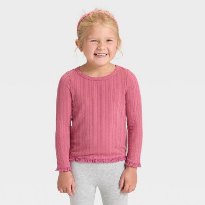 Toddler Girls' Long Sleeve Pointelle T-Shirt - Cat & Jack™