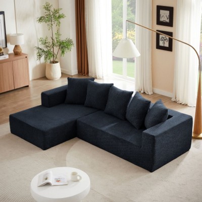 Sumptuous L-Shaped Modular Sofa in Chenille