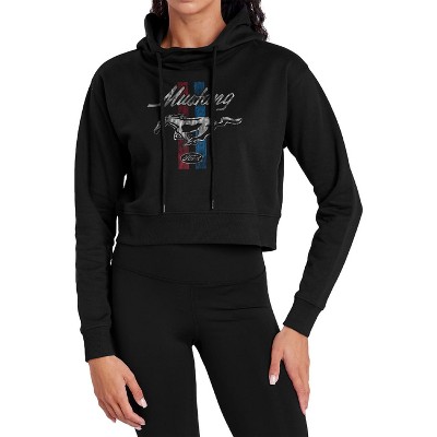Mustang Stripes Cropped Hoodie Pullover Sweatshirt
