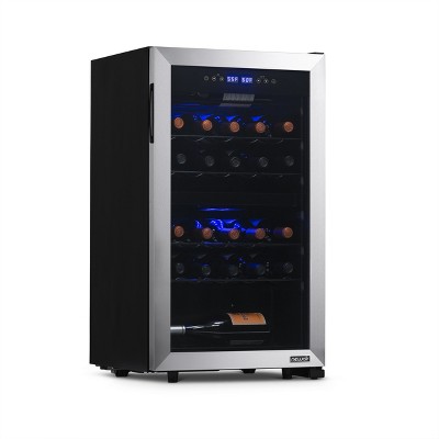 Newair Freestanding 28 Bottle Dual Zone Compressor Wine Fridge in Stainless Steel, Adjustable Racks and Exterior Digital Thermostat