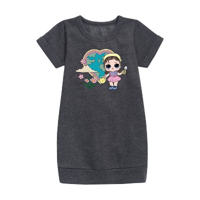 Girls' - LOL Surprise! - Grow Grrrl Hearts the Earth Graphic Short Sleeve Fleece Dress