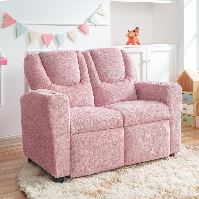 Home Imports Emporium Kids Deluxe Recliner Loveseat with Cupholders, Chenille Fabric