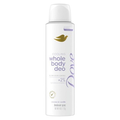 Dove Beauty Whole Body Deodorant Spray Coconut & Vanilla - Aluminum-Free 4oz