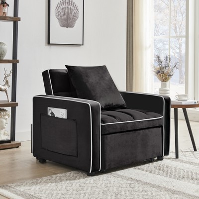SYFERLORY Three-in-one sofa bed chair folding sofa bed adjustable back into a sofa recliner single bed adult modern chair bed berth black