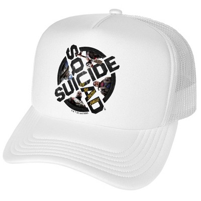 Suicide Squad: Kill The Justice League Logo And Squad Foam Trucker Cap White