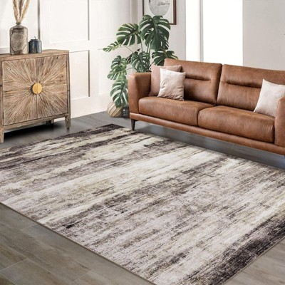 Coolmee Washable Area Rugs Non-Slip Modern Abstract Soft Rug for Living Room Low Pile Non-Shedding Foldable Indoor Carpet for Bedroom