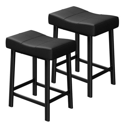 GustoWave 24 in Saddle Bar Stools Set of 2, Kitchen Island Seating with Metal Frame, Bonded Leather Upholstery  Saddle Seats