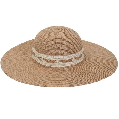 Max Studio Straw Braided Crown Floppy Sun Hat