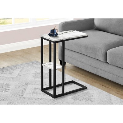 Sapphtopaz Modern C-Shaped End Table with Metal Base Frame Coffee Table with Rectangular Tabletop Sofa Side Table for Living Room,Bedroom