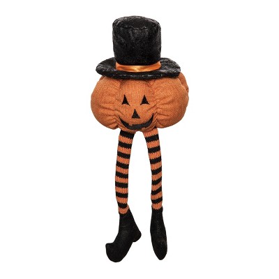 Transpac Plush Jack Shelf Sitter Decorative Figurine Halloween Black Tabletop Mantel Decor for Home and Gift Giving