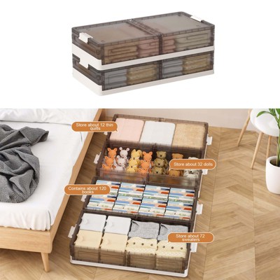 2-Pack Under Bed Storage Containers with Lids, Clear Plastic Bins with Latches, Stackable Underbed Organizer Boxes for Clothes, Shoes, Towels