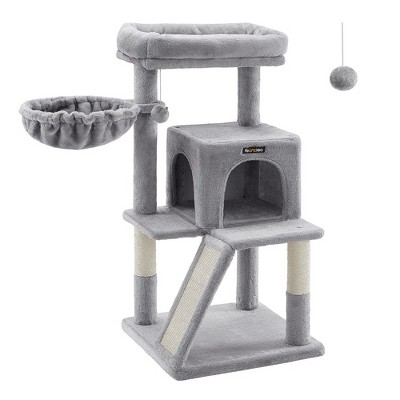 Feandrea Cat Tree, Small Cat Tower, Cat Condo, Kitten Activity Center with Scratching Post, Basket, Cave