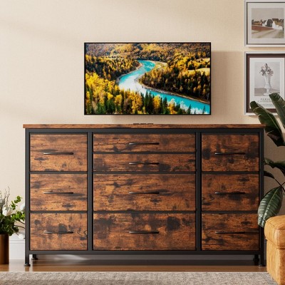 10 Drawer Dressers for Bedroom, Tv Stand Dresser for 55", Chests of Drawers with Power Outlet