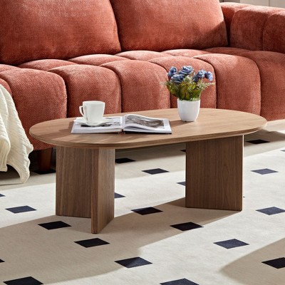 NicBex Mdern Oval Coffee Table for Living Room,Small End Table with Sturdy Pedestal,Living Room Furniture