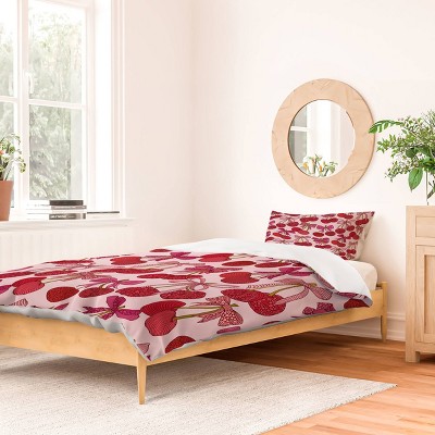 Deny Designs Valentina Ramos Cherries with Bows Pattern Duvet and Sham Set