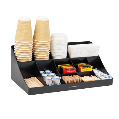 Mind Reader Cup and Condiment Station with Napkin Organizer Black: Coffee Station Organizer & Accessories