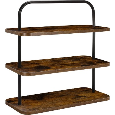 Hachikiko 3-Tier Rustic Wood Cupcake Stand with Handle - Holds 51 Mini Cupcakes, Metal & Wooden Dessert Display Rack for Party