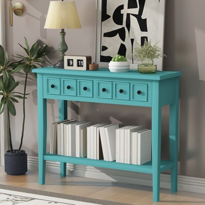 Rustic Console Table with Open Shelf & Rubber Wood Legs - Perfect for Entryways, Living Rooms, & Hallways