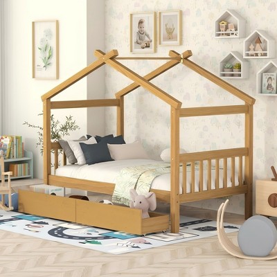 Polibi Twin House Bed with Storage Drawers