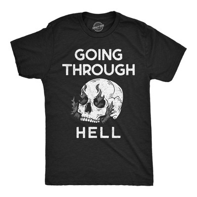Mens Funny T Shirts Going Through Hell Sarcastic Skull Graphic Novelty Tee for Men - Crazy Dog Men's T Shirt For Halloween Season