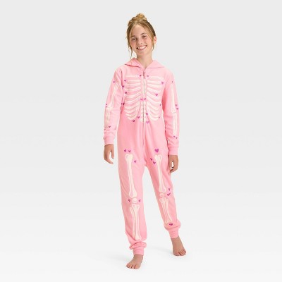 Girls' Halloween Skeleton Union Suit - Cat & Jack™ Pink