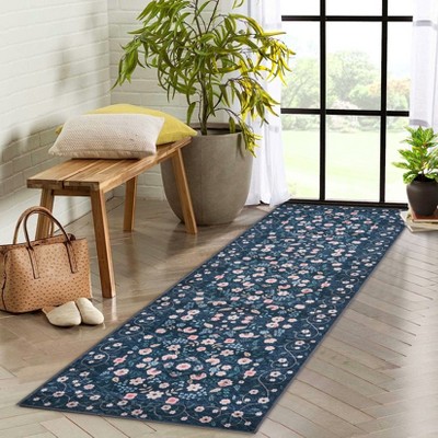 Washable Area Rugs Soft Bedroom Rugs, Floral Print Non-Slip Modern Rug, Stain Resistant Throw Rug Carpet for Office Dining Room Home Decor
