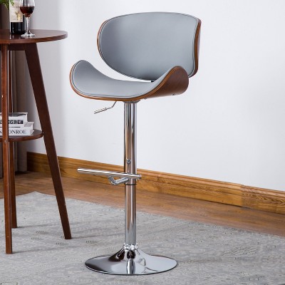 Sapphtopaz 1PC Adjustable Bar Stools with Bentwood Back, Swivel Counter Height Bar Stool with Upholstered, High Chair for Kitchen Island