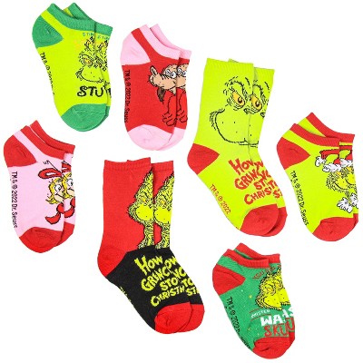 Dr Seuss Kids How GRINCH Stole Christmas Week Of Socks Mix and Match 7 Pairs Gift Box Set (Sock Size 7-9) Multicoloured