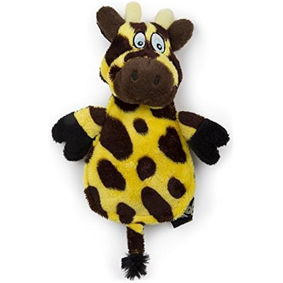goDog Flattie Giraffe Silent Squeak Plush Dog Toy w/ Chew Guard Technology -  Yellow/Brown, Large