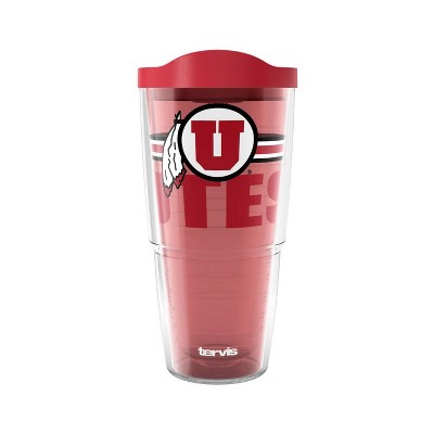 NCAA Utah Utes Classic Tumbler - 24oz: Portable Plastic Drinkware with Lid