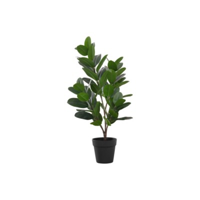 Syemin Artificial Plant Garcinia Tree Indoor Faux Greenery Potted Real Touch Decorative Green Leaves Black Cement Pot, Green, 15.5"*12"*28"