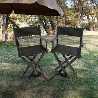 YUHAO 2PCS Folding Director Chairs , Foldable & Portable Camping Chairs for Patio, Backyard, and Outdoor Events，Black