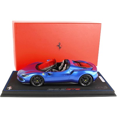 Ferrari 296 GTS Blu Corsa Blue Metallic with DISPLAY CASE Limited Edition to 296 pieces Worldwide 1/18 Model Car by BBR
