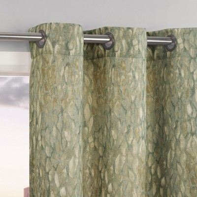 No. 918 1pc 48"x84" Harlowe Abstract Geometric Print Semi-Sheer Grommet Curtain Panel Harbor