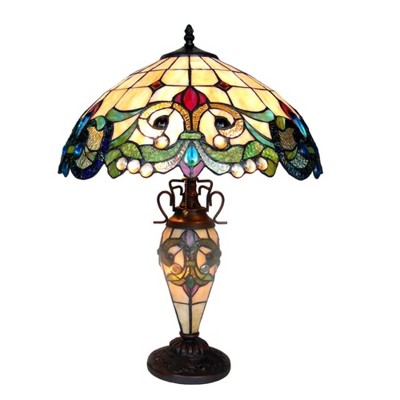 Chloe Lighting Dulce Tiffany-Style 3 Light Victorian Double Lit Table Lamp 18" Shade